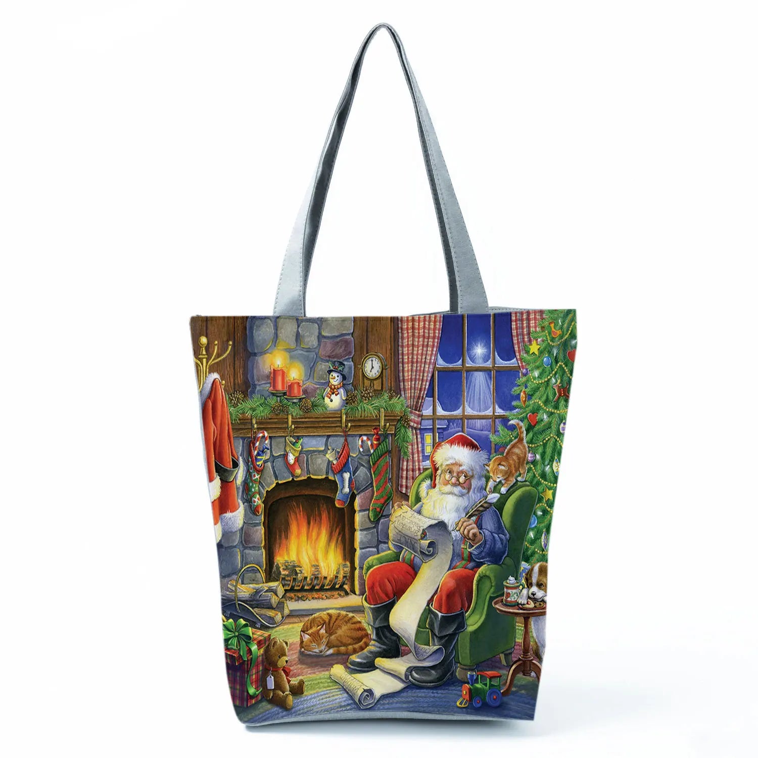 Santa Claus Print Handbags For Women Tree Christmas Tote Bags