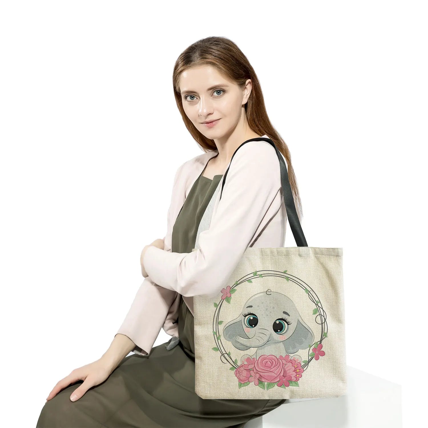 Elephant & Panda Print Shoulder Bag