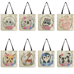 Elephant & Panda Print Shoulder Bag