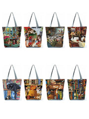 Oil Paint Cat Painting Print Women's Tote Bag