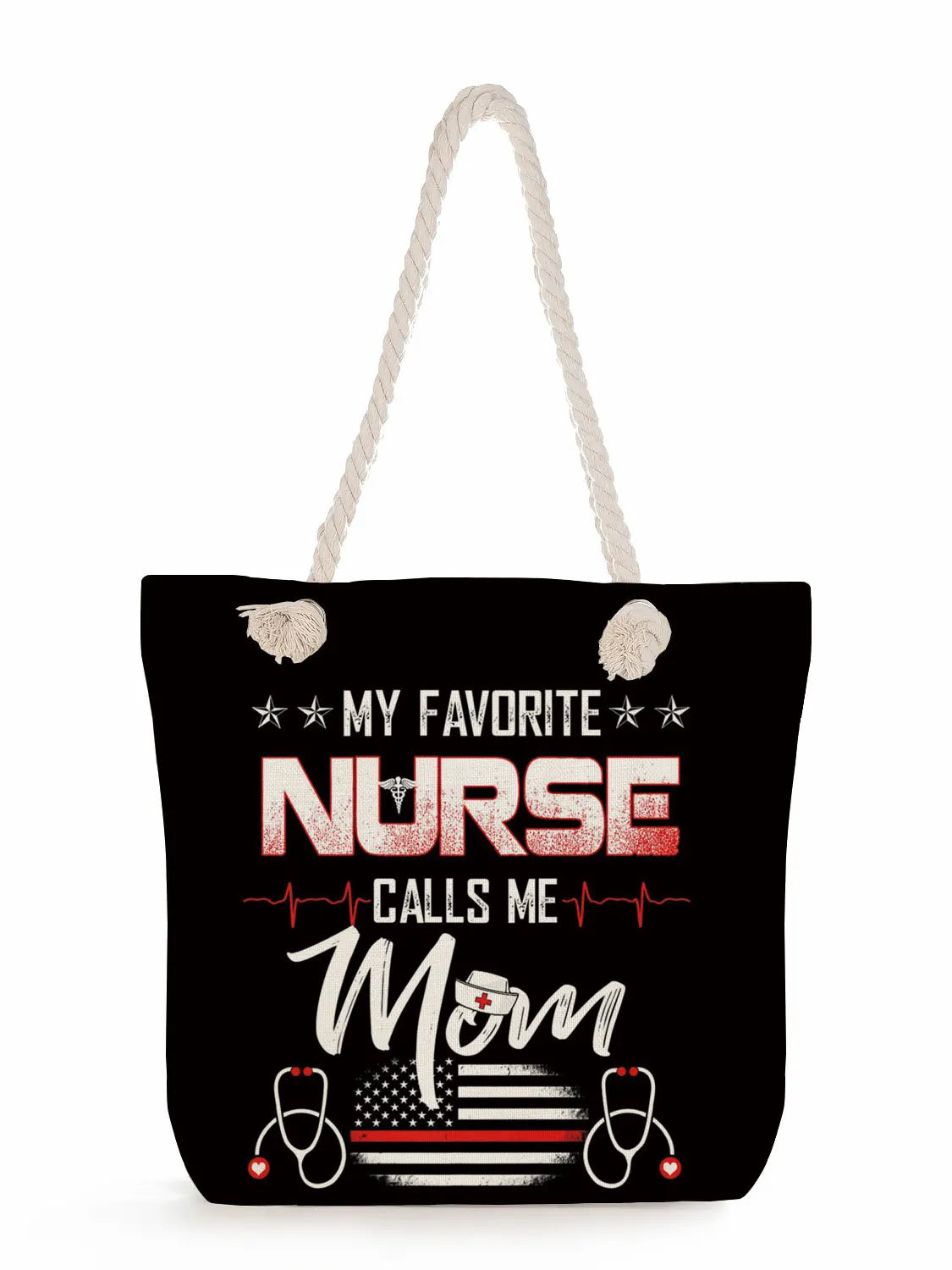 Women's Linen Nurse Print Tote Beach Bag Eco Handbag
