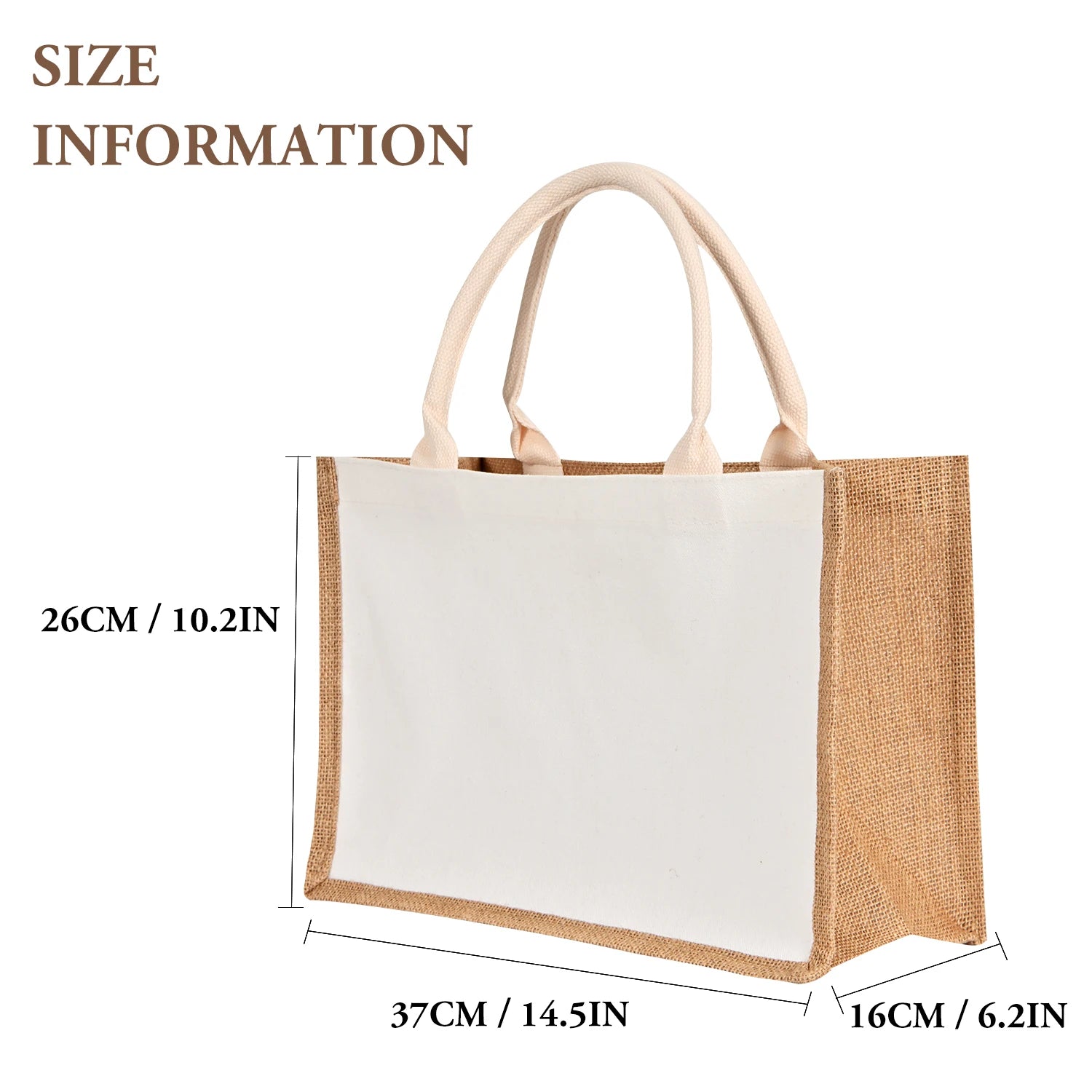 Large Capacity Linen Tote Bag with 26 Letter Print