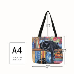 Oil Painting Cat Print Tote Bag for Women