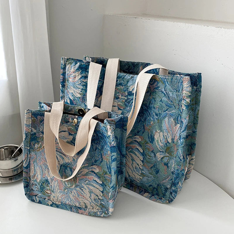 Linen Reusable Shopping Bag Large-capacity Women's Tote Shoulder Bag