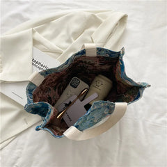 Linen Reusable Shopping Bag Large-capacity Women's Tote Shoulder Bag