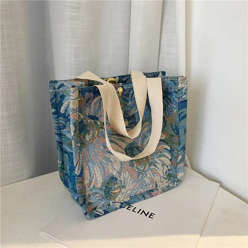 Linen Reusable Shopping Bag Large-capacity Women's Tote Shoulder Bag