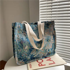 Linen Reusable Shopping Bag Large-capacity Women's Tote Shoulder Bag