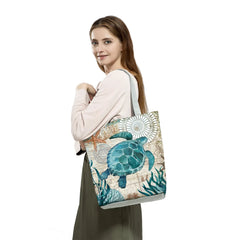 Tote Bag Seahorse Turtle Octopus Whale Printed Traveling Eco Reusable Bags