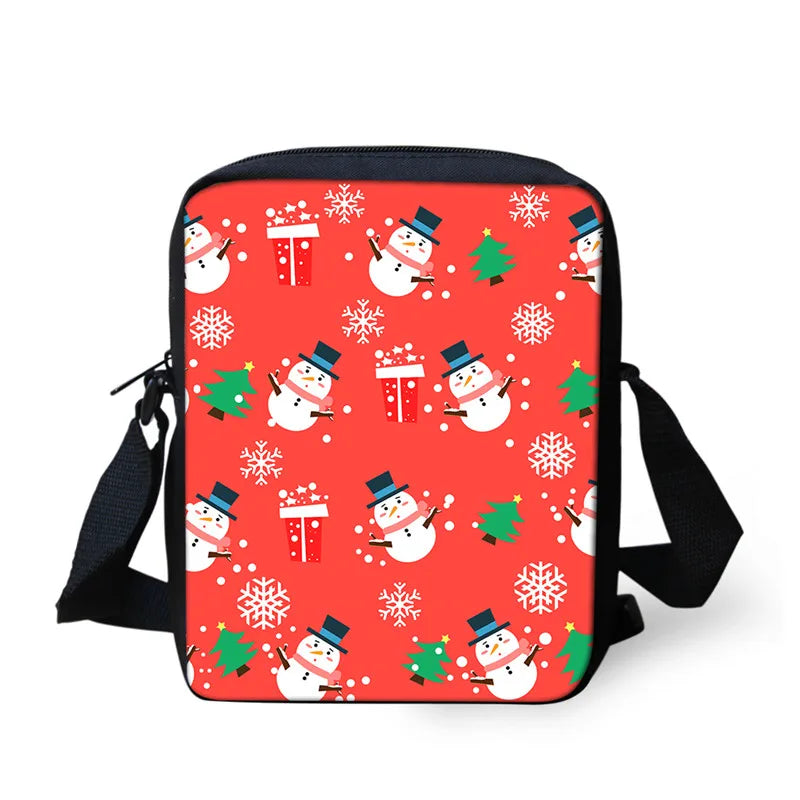 Christmas Messenger Bag Santa Snowman Crossbody Shoulder Bag for Girls
