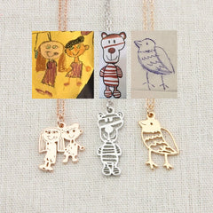 Children Drawing Necklace Personalized Pendant Necklace Gift