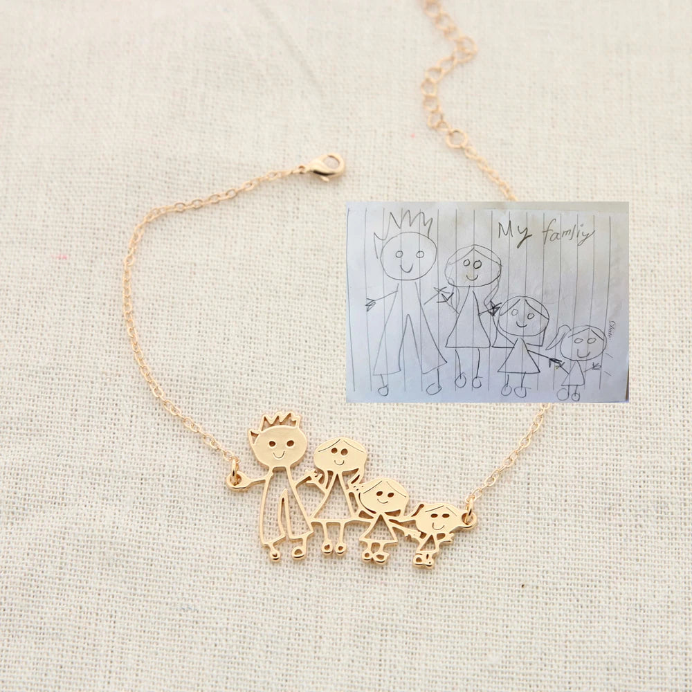 Children Drawing Necklace Personalized Pendant Necklace Gift