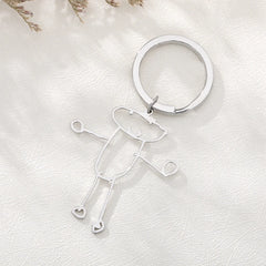 Kids Drawing Keychain Personalized Name Stainless Steel Christmas Gift