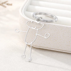 Kids Drawing Keychain Personalized Name Stainless Steel Christmas Gift