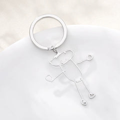 Kids Drawing Keychain Personalized Name Stainless Steel Christmas Gift