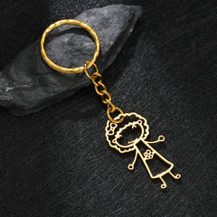 Personalized Children's Drawing Keychain - Custom Kid's Art Keyring