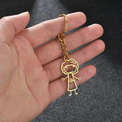 Personalized Children's Drawing Keychain - Custom Kid's Art Keyring