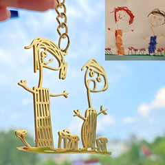 Child's Drawing Necklace Keychains Personalized Artwork Jewelry