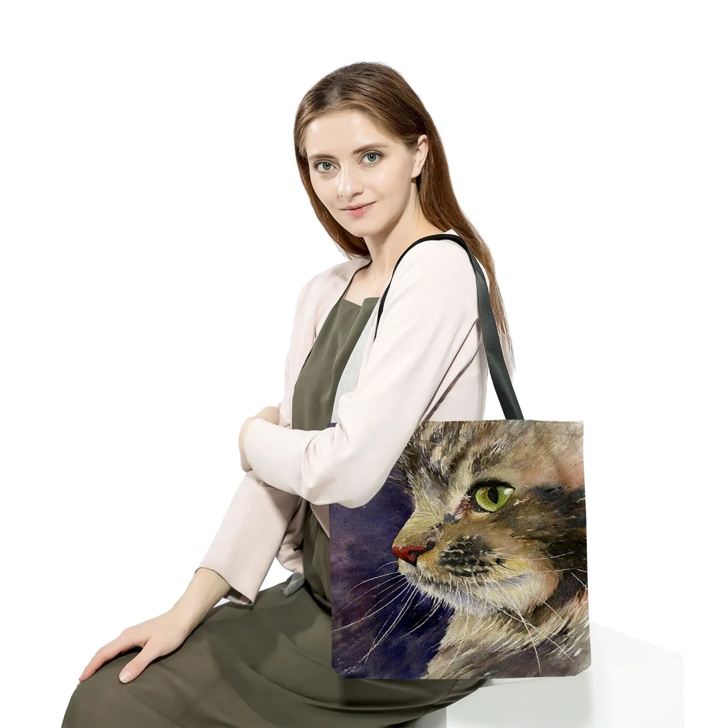 Cat Oil Painting Eco Reusable Handbag Totes