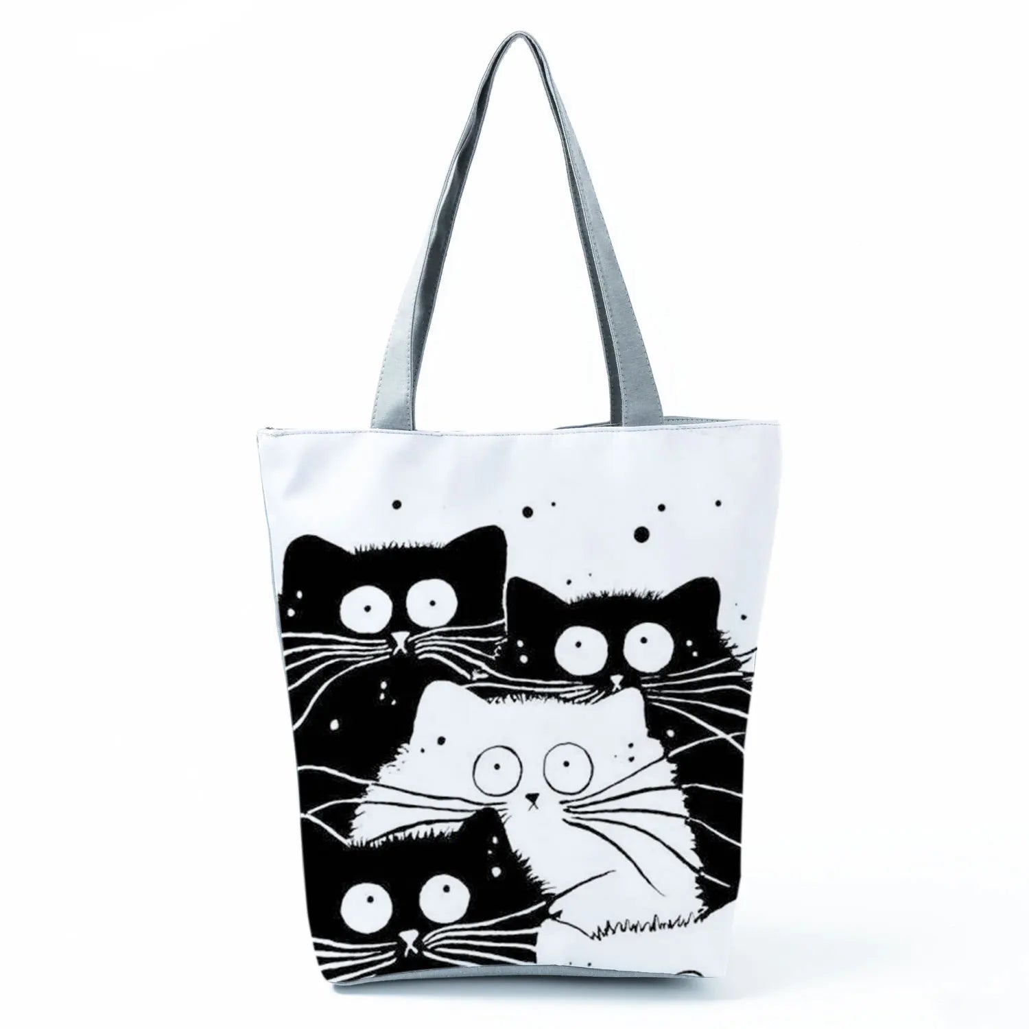 Cat Print Eco Tote Shopping Bag Women Handbag Polyester Beach Bags