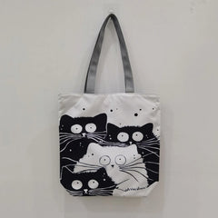 Cat Print Eco Tote Shopping Bag Women Handbag Polyester Beach Bags