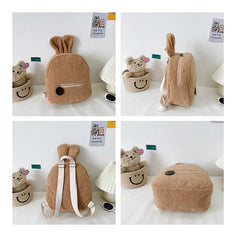 Embroidered Bunny Backpack Plush Rabbit Ear Satchel Fuzzy Bunny Purse