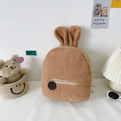 Embroidered Bunny Backpack Plush Rabbit Ear Satchel Fuzzy Bunny Purse
