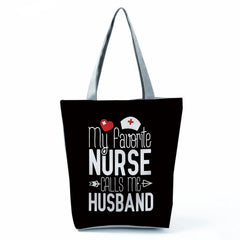 Cartoon Dentist Nurse Print Tote Handbag Shoulder Shopping Bag