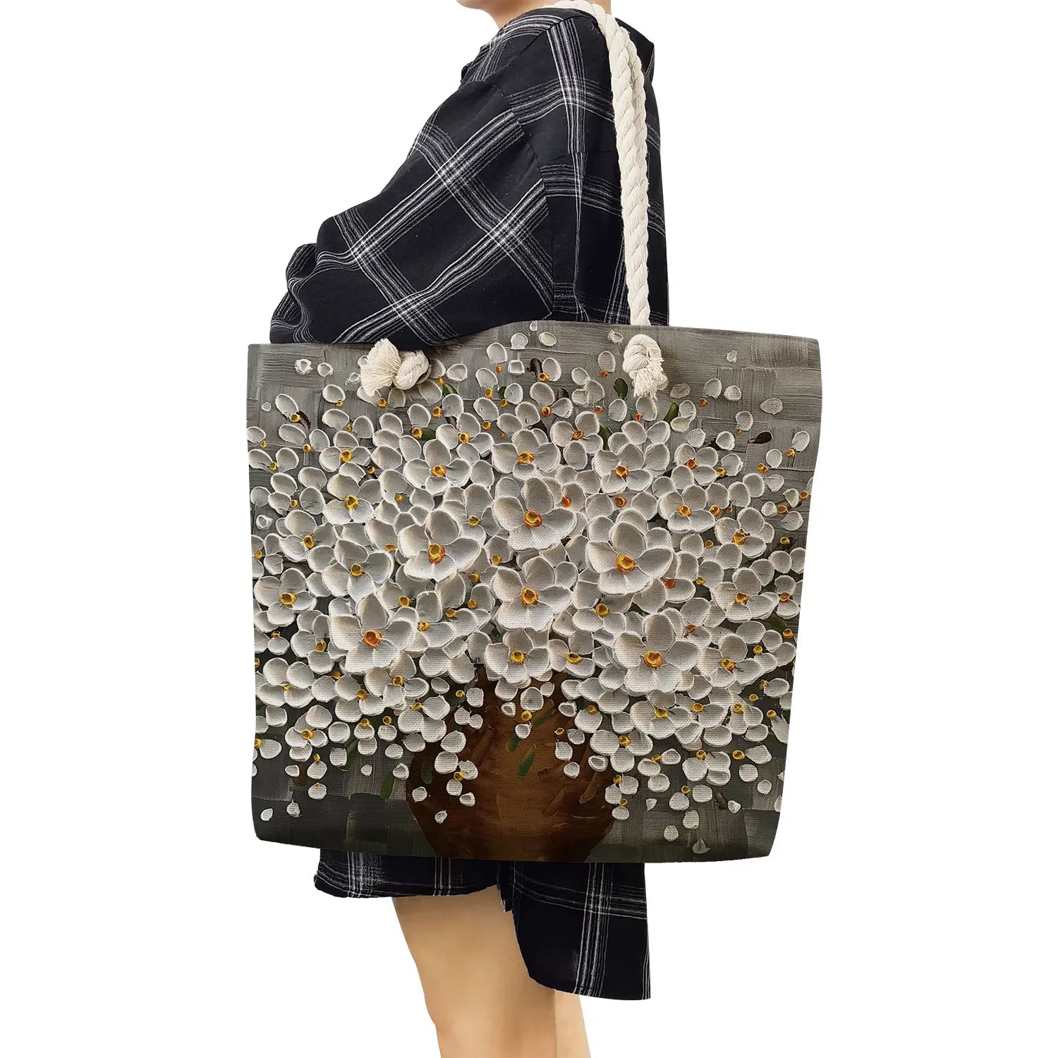 Cherry Blossom Oil Paint Tote Bag For Women