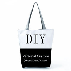 Print Big Women Shoulder Bag Eco Tote Casual Grocery Shopping Polyester Bags