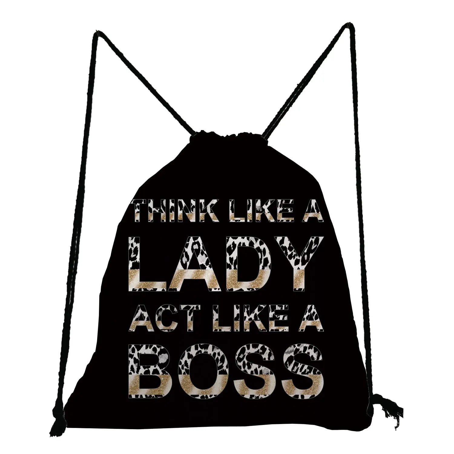 Leopard Printed Drawstring Backpack for Women