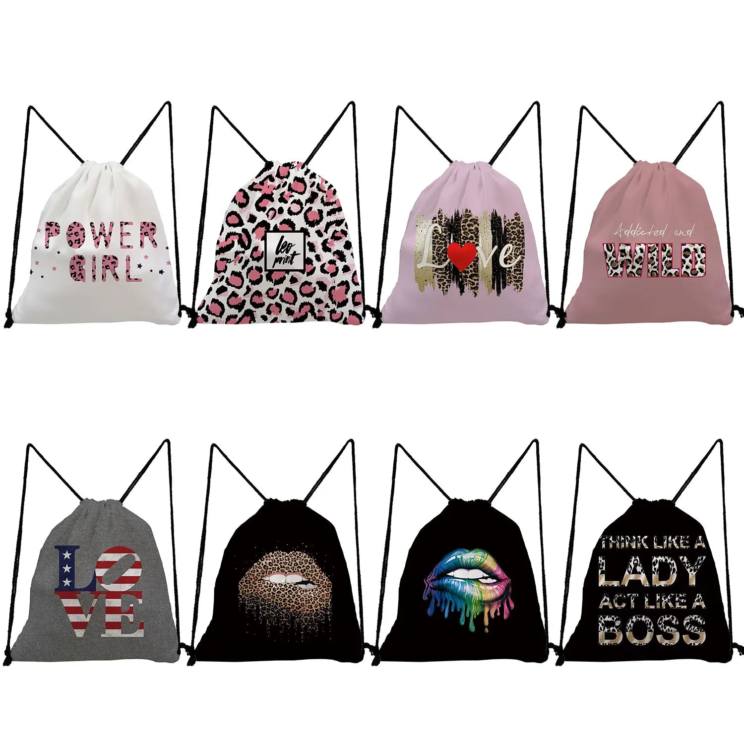 Leopard Printed Drawstring Backpack for Women