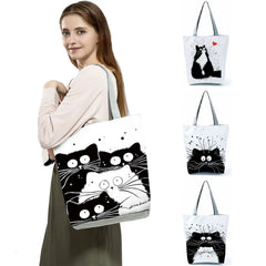 Cat Printing Women Tote Bag - Casual Traveling Beach Handbag