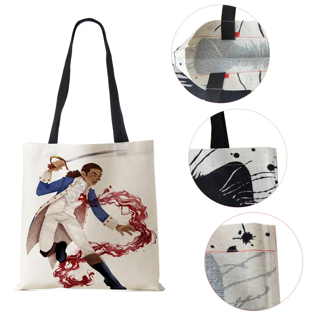 Vintage 50s 60s Print Tote Bag For Women Reusable Shoulder Bags