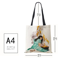 Vintage 50s 60s Print Tote Bag For Women Reusable Shoulder Bags