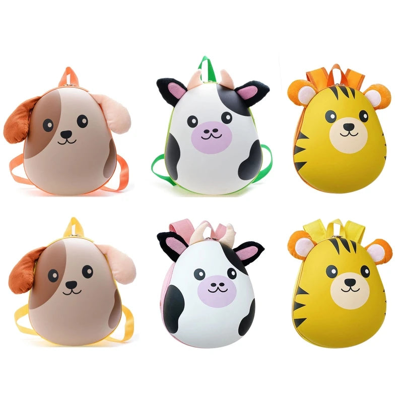 3D Animal Kids Backpack with Adjustable Shoulder Strap Double Zipper Bag
