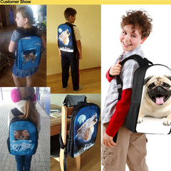 3D Cat Dog Print Schoolbag for Boys Girls Book Bag Student Backpack