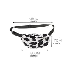 Women Cow Print Plush Waist Fanny Pack Pouch Travel Hip Bum Shoulder Bags