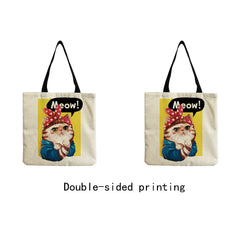 Cat Print Tote Bag Eco Friendly Women Shoulder Bag