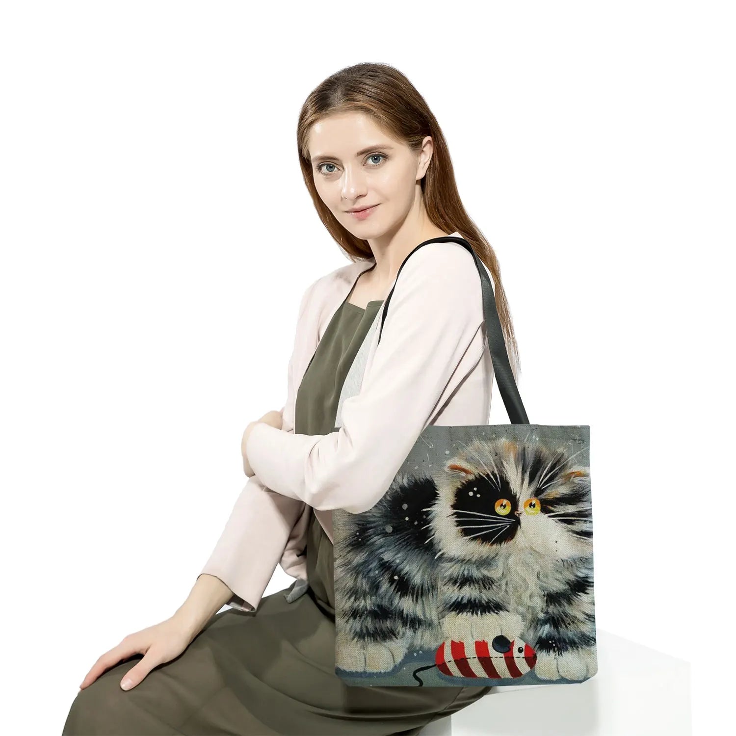 Animal Cat Print Tote Bag Eco Friendly Women Shoulder Bag