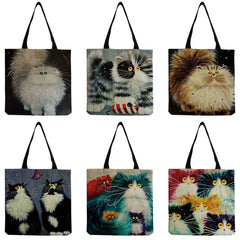 Animal Cat Print Tote Bag Eco Friendly Women Shoulder Bag
