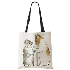 Animal Cat Print Women Handbag Casual Folding Shopping Tote Shoulder Bag
