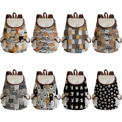 Animal Cat Printed Backpack Casual Girl Women Packs Drawstring Bag