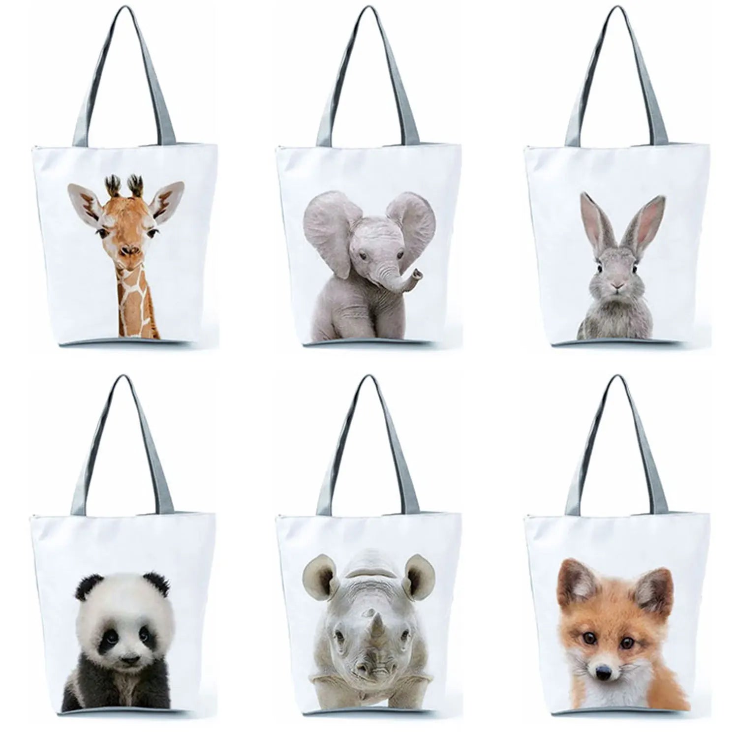Animal Series Panda Koala Elephant Print Tote Bag