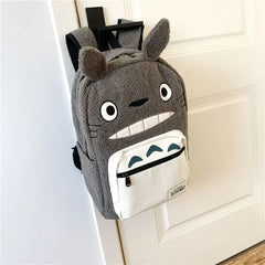 Totoro Backpack Gray Plush School Bag Book Bag with Laptop Compartment