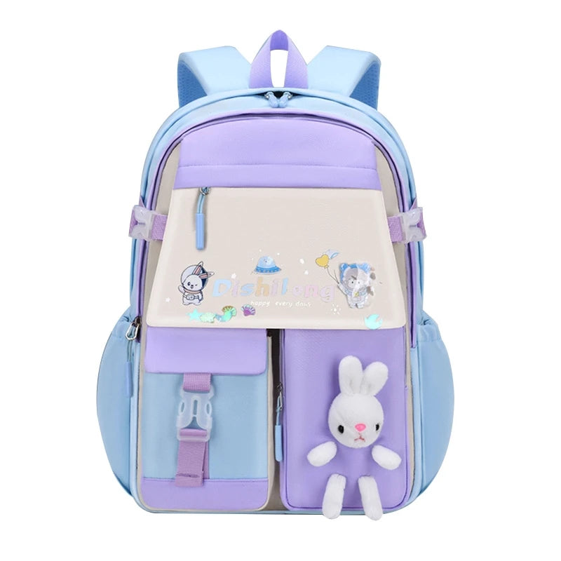 Girls' Cartoon School Bag Anti-theft Nylon Rucksack