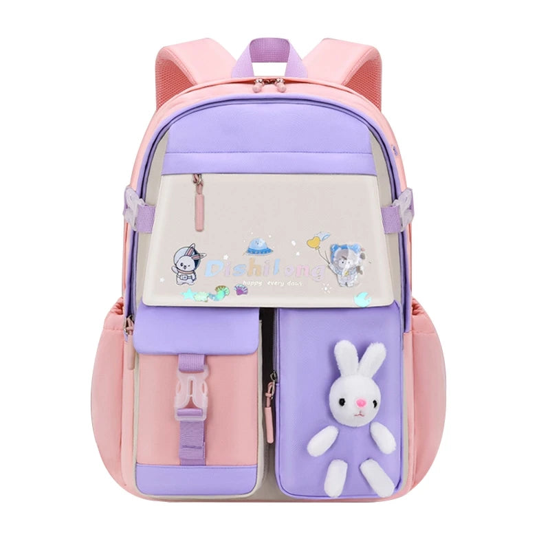 Girls' Cartoon School Bag Anti-theft Nylon Rucksack