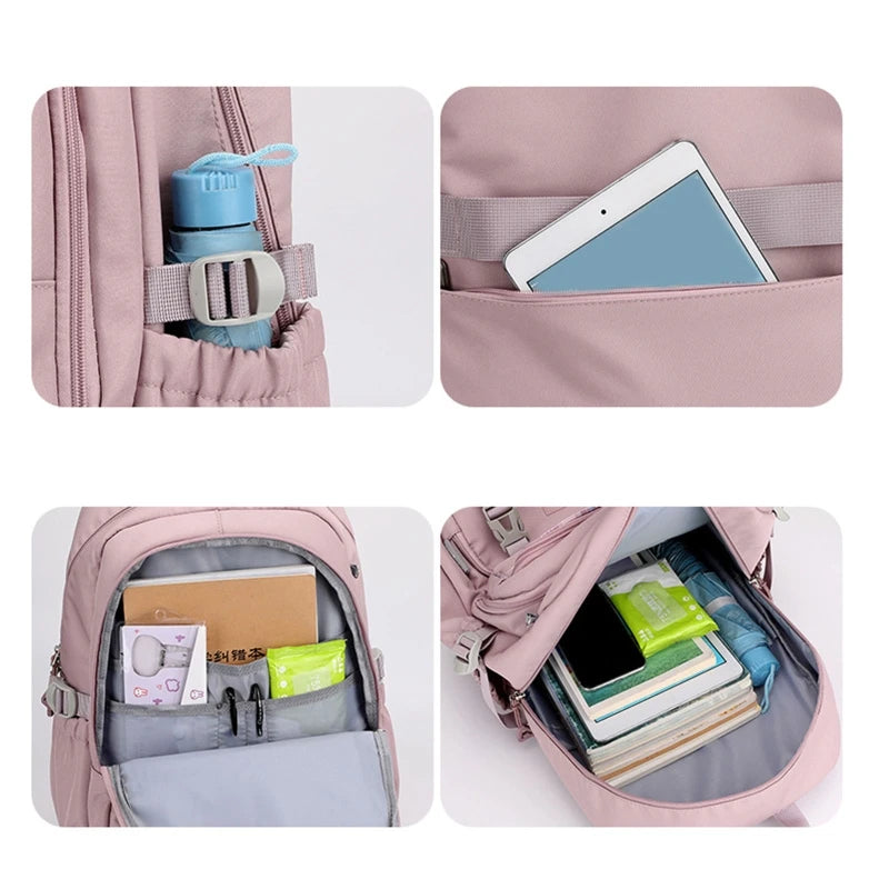 Nylon School Bag for Women Teenagers Rucksack