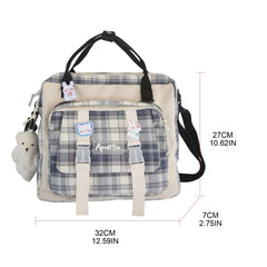 Bear Plush Pin Backpack Japanese School Handbag Ita Bag Daypack