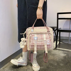 Bear Plush Pin Backpack Japanese School Handbag Ita Bag Daypack