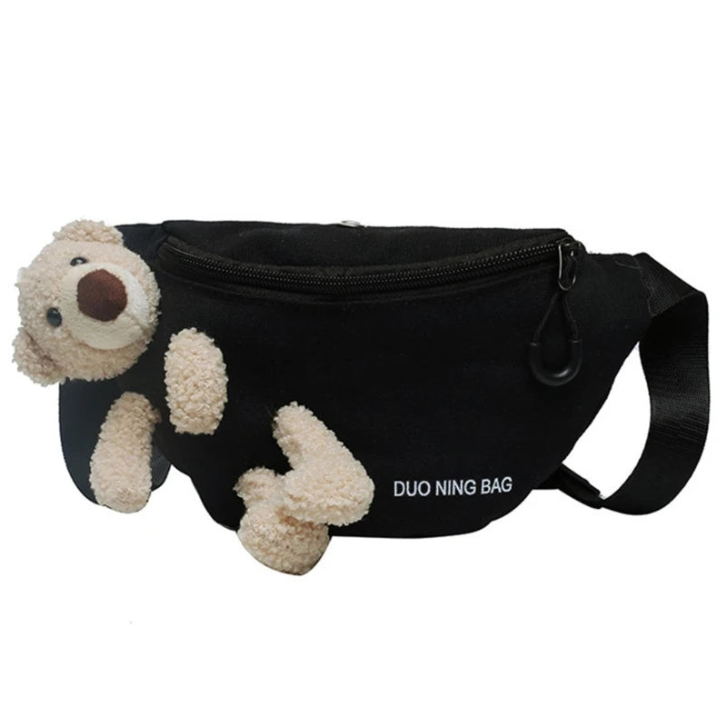 Bear Canvas Wild Chest Bag Messenger All-match Women Casual Daily